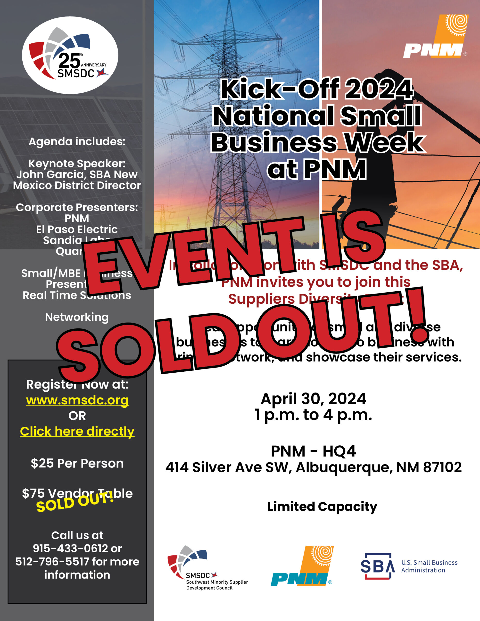 SMSDC's Kick-off Small Business Week @ PNM - EVENT IS SOLD OUT! @ PNM - HQ4